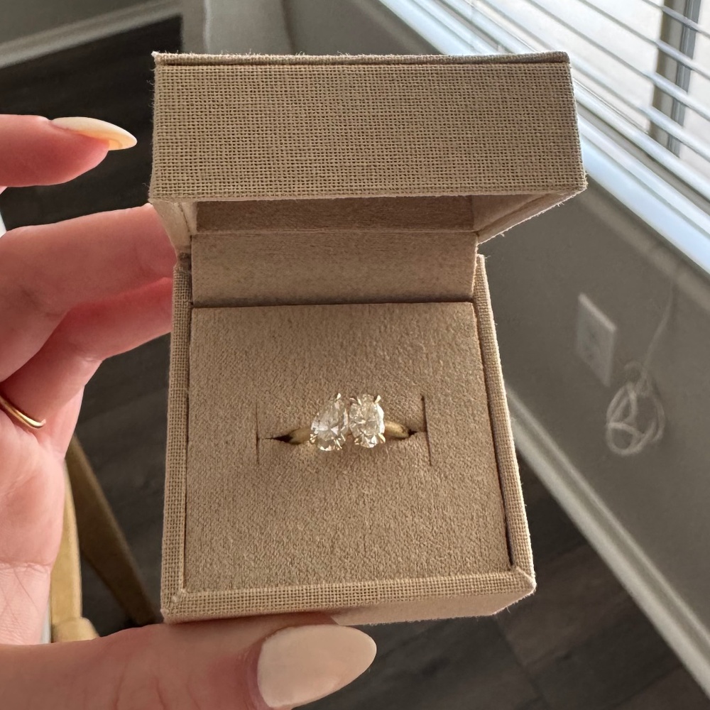 Natural Diamond Toi et Moi Engagement Ring